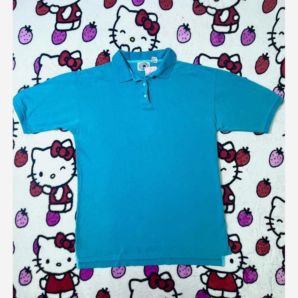 Vintage Great Plains Clothing Company Turquoise Blue Cotton Polo Shirt Mens